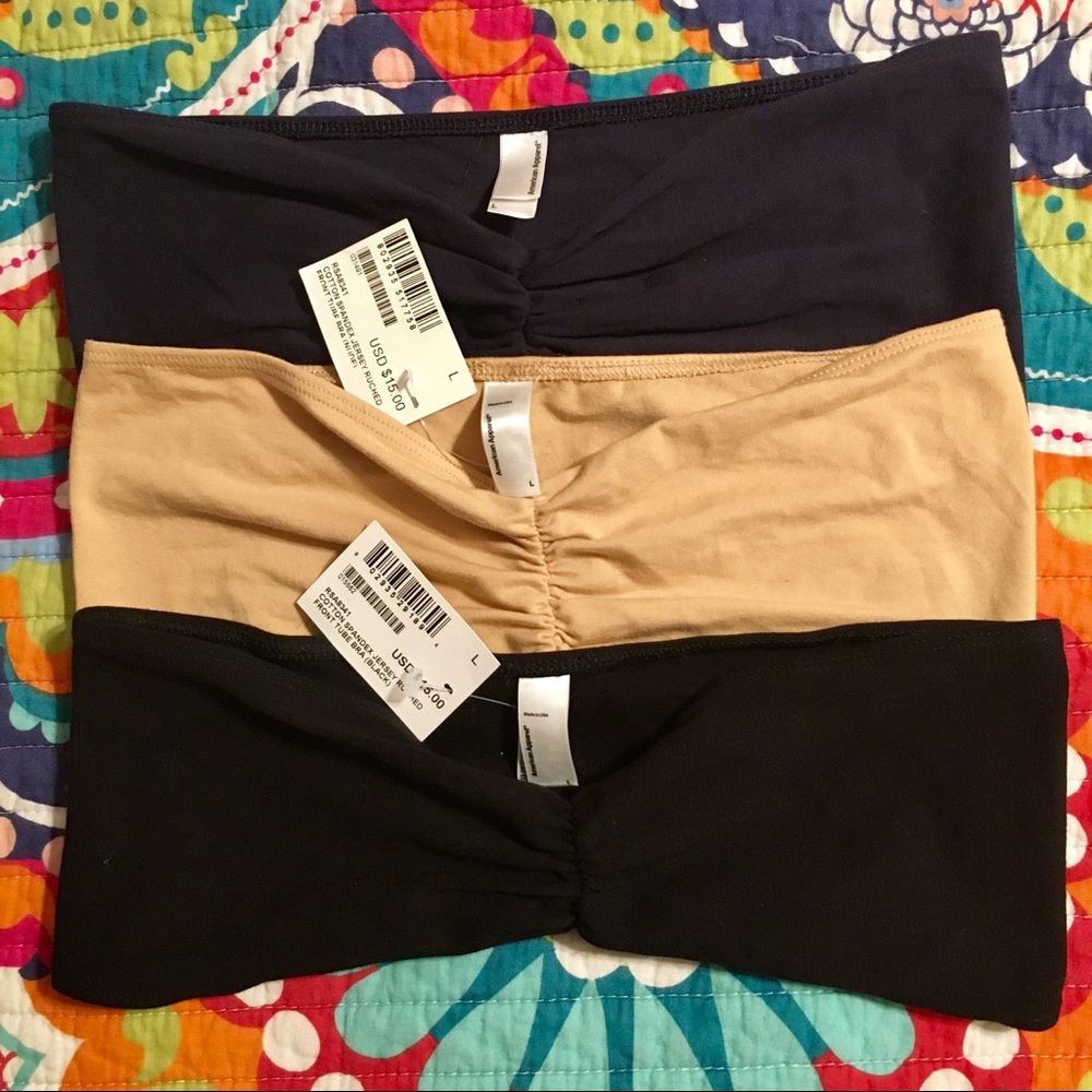 American Apparel Cotton Spandex Bandeau, set of 3